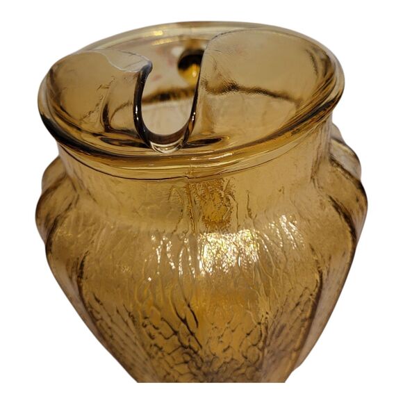 Vintage Anchor Hocking Honey Gold Sprucewood Ribbed Pitcher with Ice Lip - Picture 6 of 7